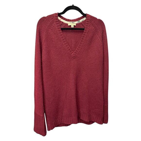 Burberry Brit 100% Cashmere Sweater V-Neck Burgundy Red Size L UNISEX - Picture 3 of 12
